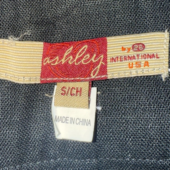 NWOT Ashley by EB International Black Lace-Up Boho Flare Pants Embroidered Sz S - Picture 4 of 8